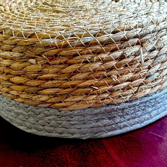 Basket Set of 2 Round Gray + Natural Woven Basket Set - Picture 6 of 9